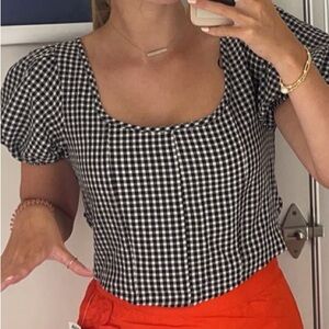 Black and White Gingham Women's Top